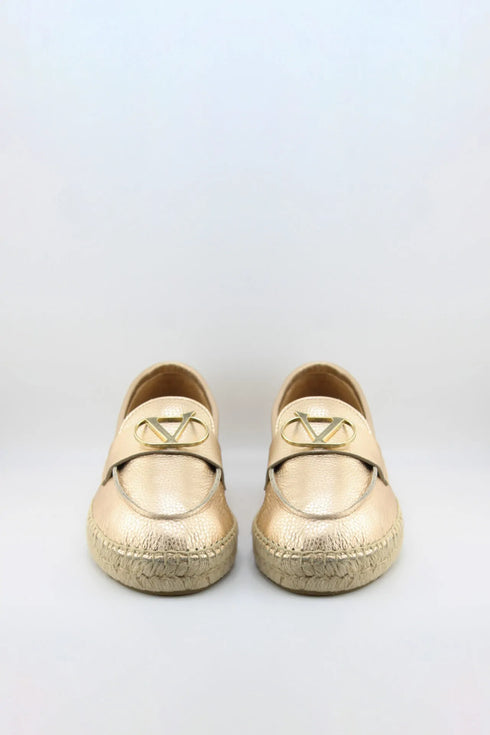 Nivel Pebbled Leather Espadrille Loafers